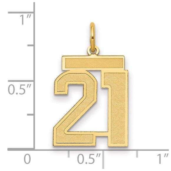 14k Yellow Gold, Jersey Collection, Medium Number 21 Pendant - Picture 2 of 3